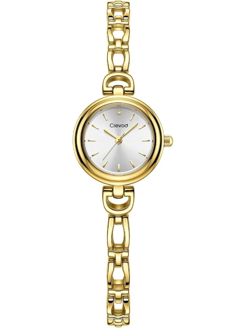 Women’s Gold White Vintage Gold DRing Link Bracelet Fold Over Clasp Quartz Watch